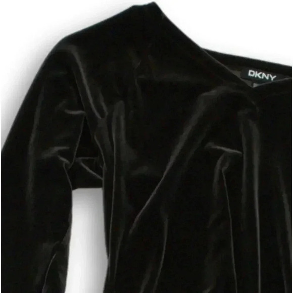 DKNY Womens Chocolate Brown Velvet Long Sleeve Shirt - M - Picture 7 of 12